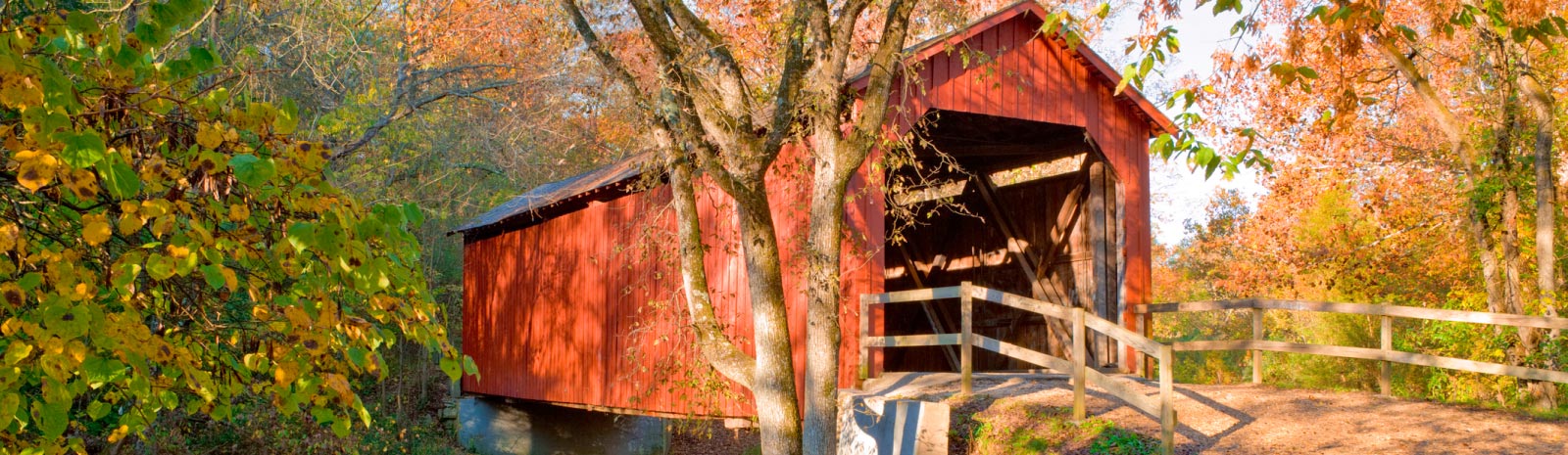 Old wooden covered bridge 