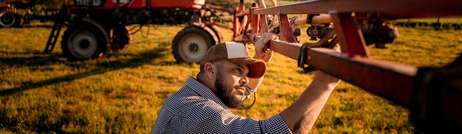 Farmer working in field